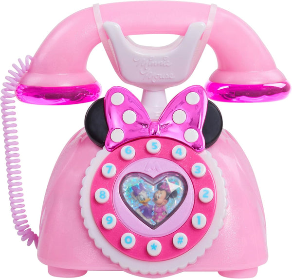 Disney Junior Minnie Mouse Ring Me Rotary Style Phone with Lights and Sounds, Pink, Kids Toys for Ages 3 up by