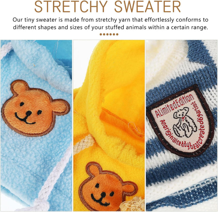 Stuffed Bear Clothes Toy Clothes for Dolls - Plush Toy Bear Sweater Outfits - Plush Bear Dolls Hoodie 3PCS - 2 Bear Hoodies and 1 Bear Sweater for Crafts