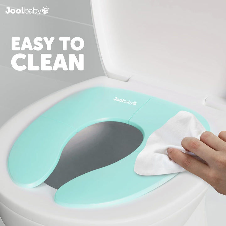 Jool Baby Folding Travel Potty Training Seat for Toddlers, Fits round & Oval Toilets, Non-Slip Suction Cups, Includes Free Travel Bag (Aqua)