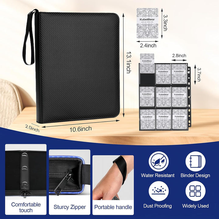 Premium 9-Black Pocket Card Binder – 720 Collection Binder Folder Card Album Card Holder Fit for MTG Football Play Cards (Black, 9 Pocket)