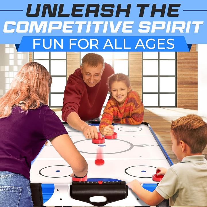 54" Air Hockey Game Table with 2X Stronger Motor, Light-Up Scoreboard, AC in Line Power Switch Includes 2 Pucks, 2 Pushers