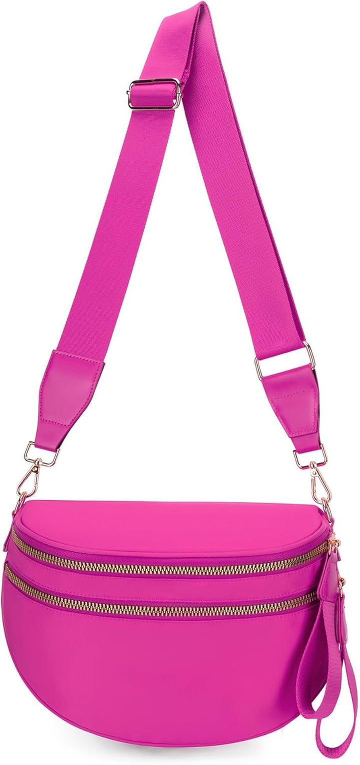 Mommy Bum Bag Crossbody, 2025 Trendy Checkered/Solid Nylon Waterproof Adjust Wide Straps Large Mom Diaper Bag