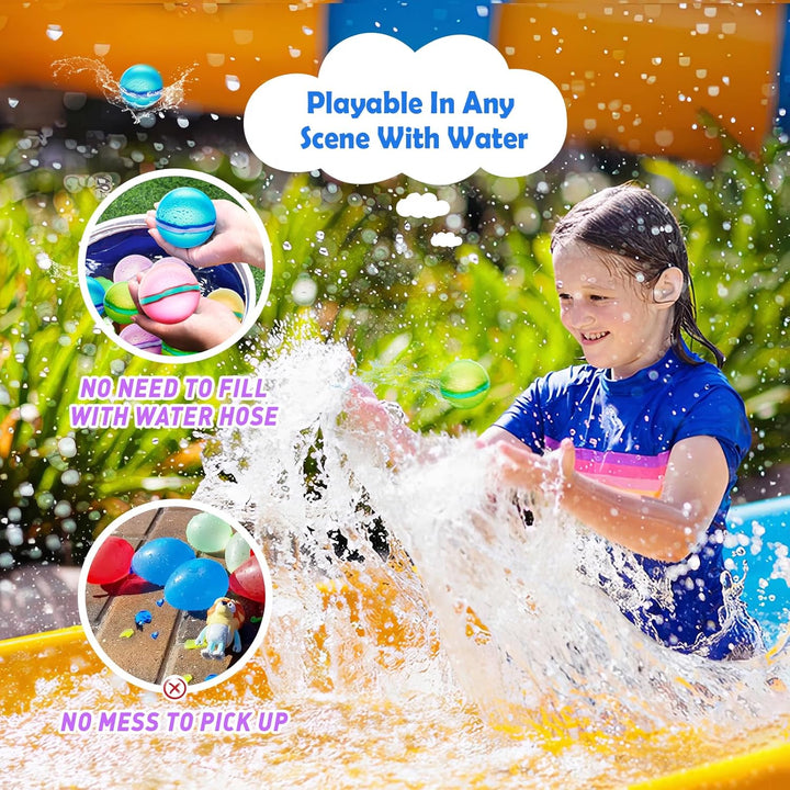 【12 Pack】Magnetic Reusable Water Balloons Fast Refillable for Kids Outdoor Activities, Latex-Free Kids Pool Beach Bath Toys, Self-Sealing Water Bomb Quick Fill for Summer Games (12)
