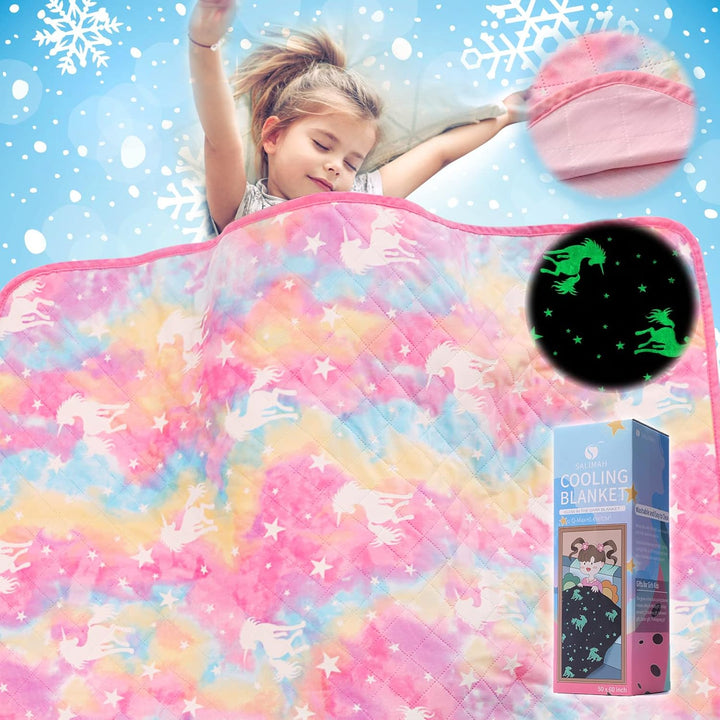 Glow in the Dark Blanket Unicorns Gifts for Girls,Unicorn Party Blankets,Luminous Girls Toys,Soft Kids Blankets,For 1-10 Year Old Girl Birthday Christmas Halloween Thanksgiving Easter Gifts,60 X 50In