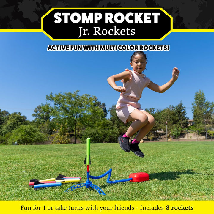 Jr Multi-Color Rocket Launcher for Kids, 8 Rockets - Fun Outdoor Kids Gifts for Boys & Girls - STEM Toy Foam Blaster Set Soars up to 100 Feet - Ages 3 & Up