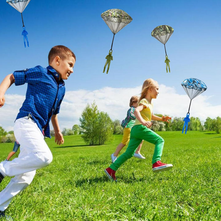 6PCS Army Camo Parachute Toys for Kids Hand Throwing Kids Outdoor Games, Army Men Action Figures Tangle Free Throwing Toy Parachute outside Toy Gifts for Kid Ages 3-16