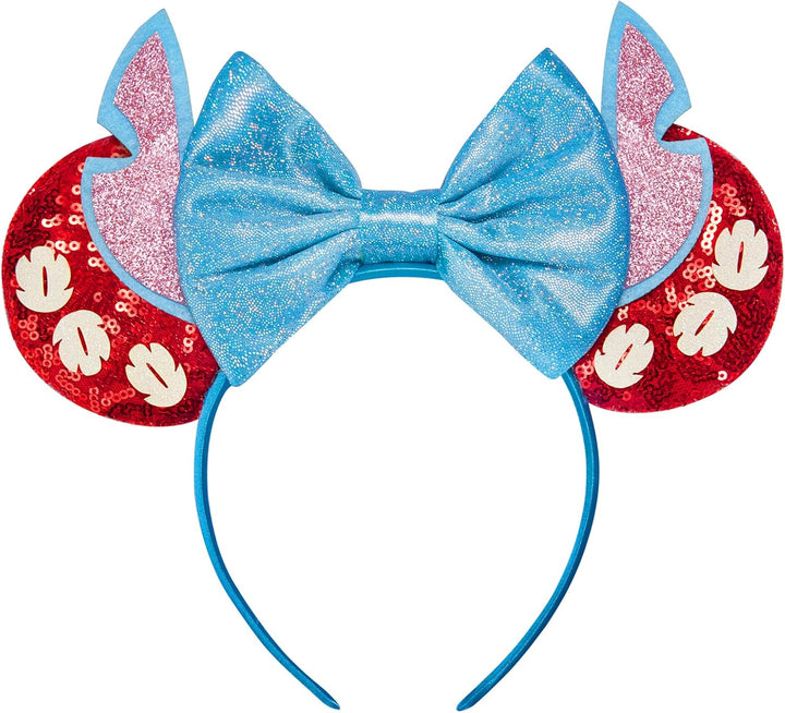 Mouse Ears, Sequin Mouse Ears Headband for Girls Women Halloween Birthday Party (Orange Bow)
