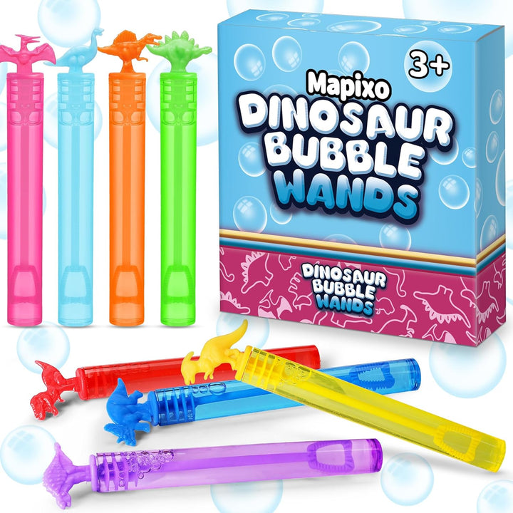 32 Pack Bubble for Kids Party Favors, 8 Style Mini Bubble Wands with Gift Box, Dinosaur Toys Bulk for Carnival Prizes Goodie Bag Stuffers Supplies, Birthday Bath Time Bubbles Blower Toy for Girl Boy
