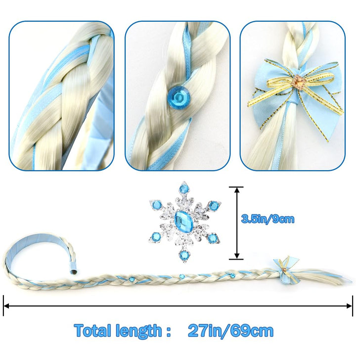 1 Pack Girls Costume Wig Princess Dress up Braided Wigs Polyester Wig with Braid Long Hair Princess Rapunzel Hairpiece Long Hair Headbands Costume Accessories for Girls