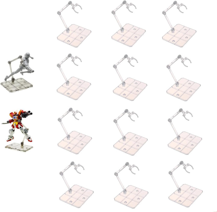 2 Pcs of HG144 Action Figure Stand, Display Holder Base, Doll Model Support Stand Compatible with 6" HG RG SD SHF Gundam 1/44 Toy Clear