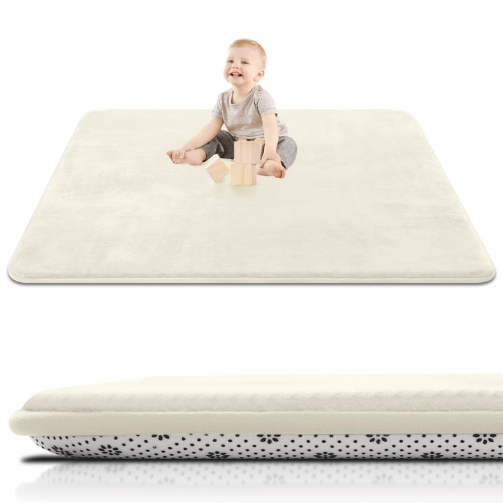 Thick Baby Play Mat for Floor,50 X 50 Playpen Mat,Tummy Time Foam Mat,Ultra Soft Support & Plush Feel,Easy Care with Non-Slip Cushioned for Infant,Kids and Toddler Crawling,Grey
