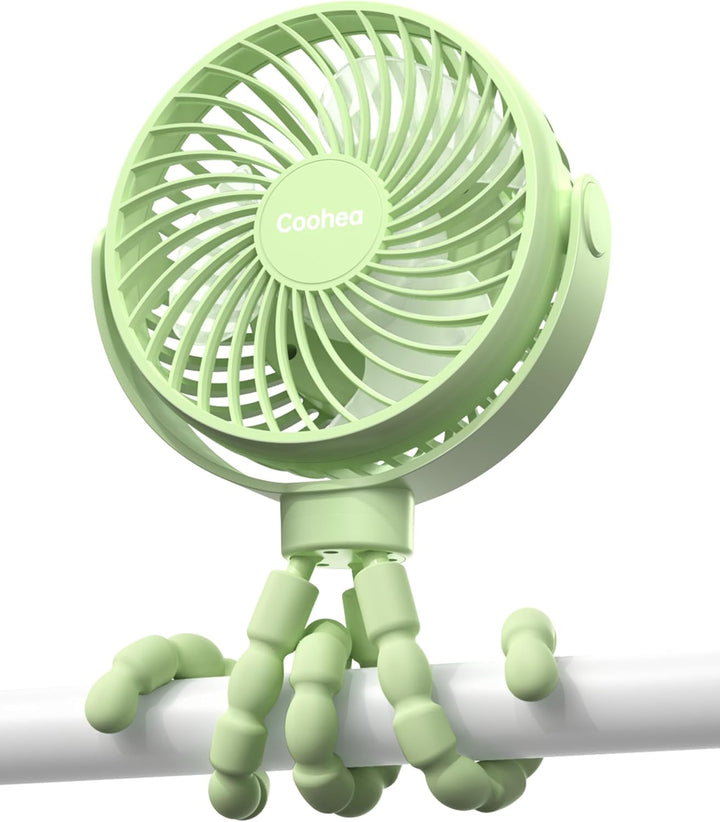 Stroller Fan Clip on for Baby, 4000Mah Rechargeable Battery Operated, Flexible Tripod, 3 Wind Speed, 360° Rotatable, Small Portable Fan for Car Seat Crib Backseat Beach Travel Camping, Pink
