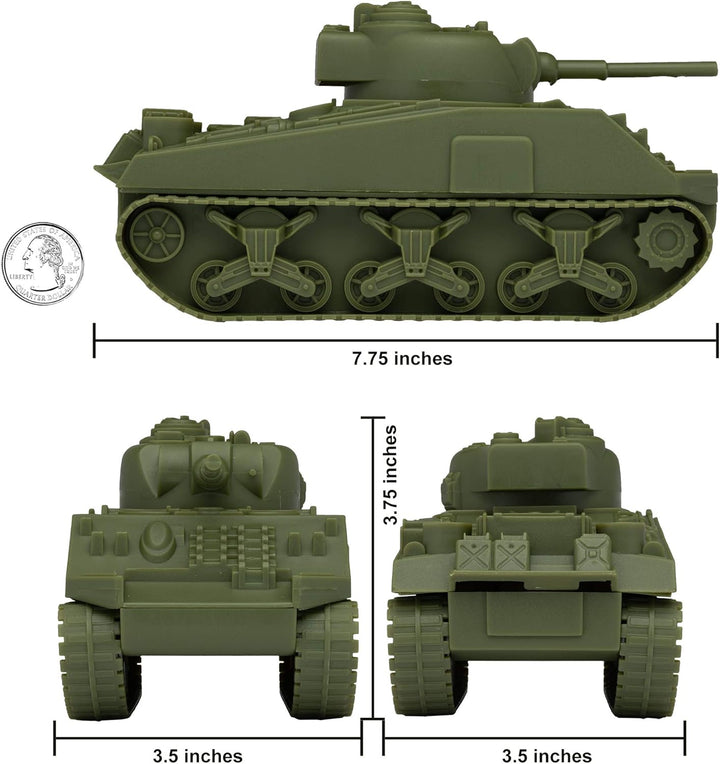 BMC WW2 Sherman M4 Tank - OD Green 1:32 Military Vehicle for Plastic Army Men