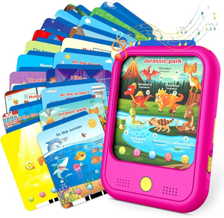 Kids Learning Tablet Educational Learning Pad for Toddlers 2-5 to Learn Alphabets, Numbers, Foods, Time, Music, Vehicles,Jurassic Park, Tablet Toy for Toddlers Ages 2 3 4 5 6 Years Old
