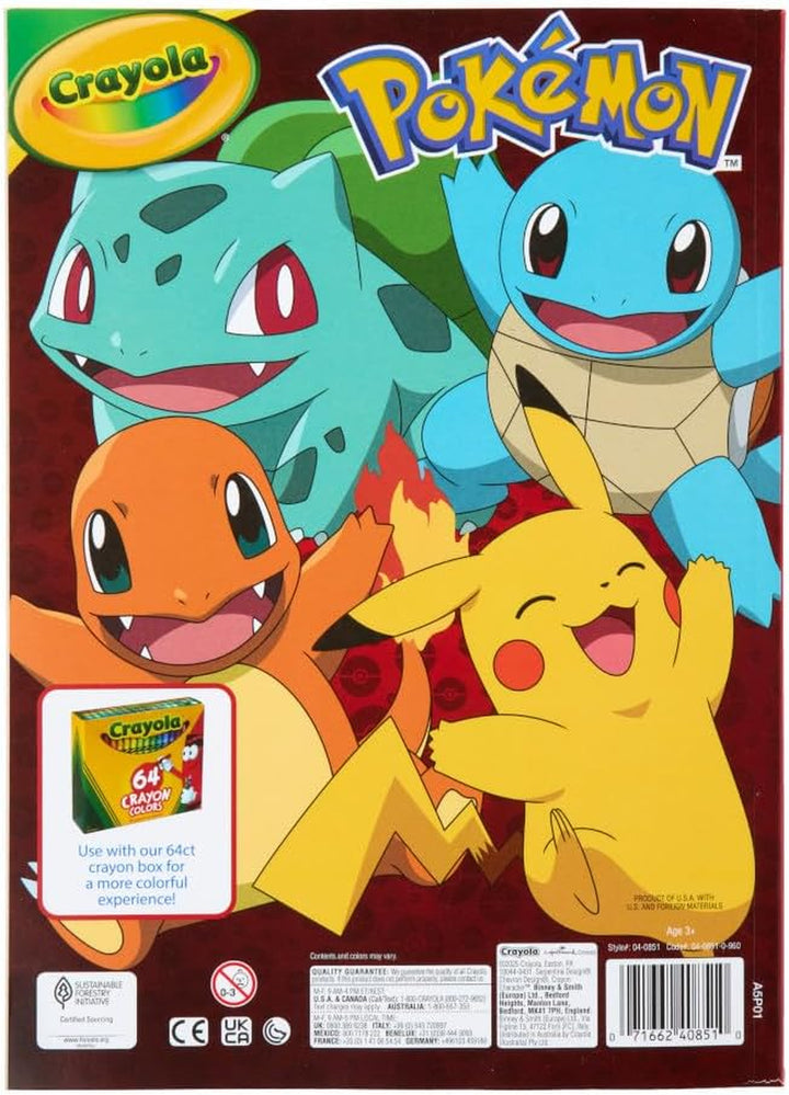 Giant Pokemon Coloring Book (288 Pages), 2 Sticker Sheets, Coloring Book for Kids & Adults, Travel Activity, Pokemon Gift for Kids, 3+