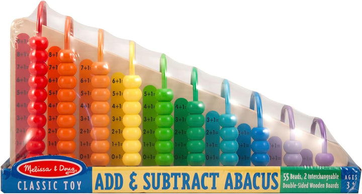 Add & Subtract Abacus - Educational Toy with 55 Colorful Beads and Sturdy Wooden Construction