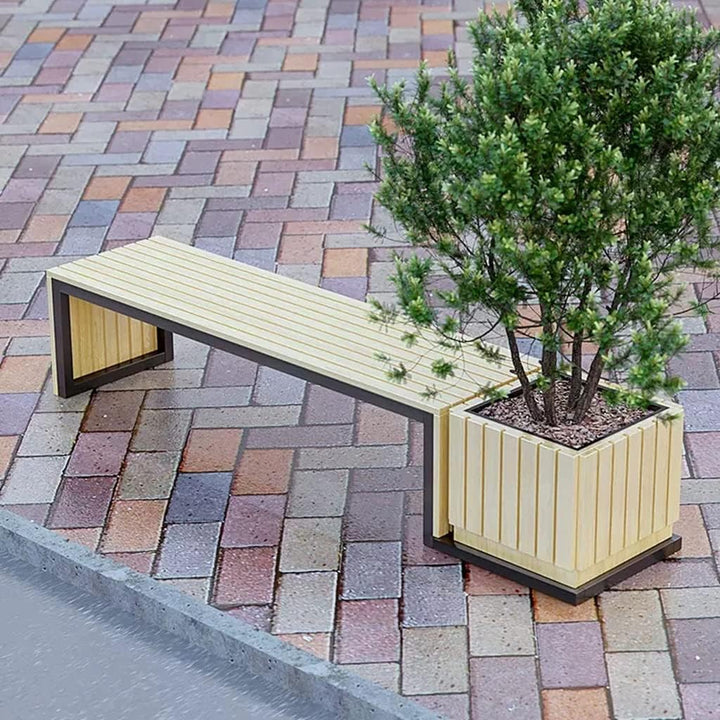 Park Benches Shopping Mall Leisure Chair Outdoor Flower Pot Seat Combination Square Waiting Chair Gazebo Creative Flower Box Public Stool Outdoor Benches(B)
