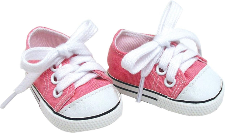 White Canvas Sneaker with Laces and Imitation Leather Toe Cap Shoes Accessory for 18" Dolls, White