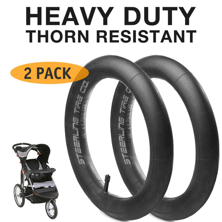 16 X 1.75/1.95/2.125 Heavy Duty Thorn Resistant Inner Tube Replacement for All Baby Trend Expedition Jogger Strollers and More! [2-Pack]