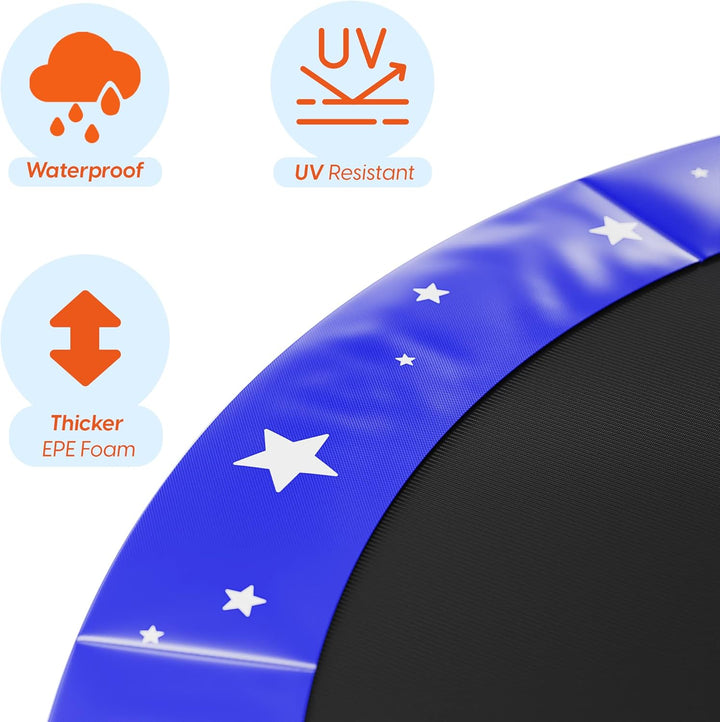 ® Trampoline Spring Cover Super Thick, Universal Fit 12FT/14FT/15FT -Trampoline Pad Replacement Stars Design, Waterproof, Tear & UV Resistant, Trampoline Pad Replacement for Ultimate Safety