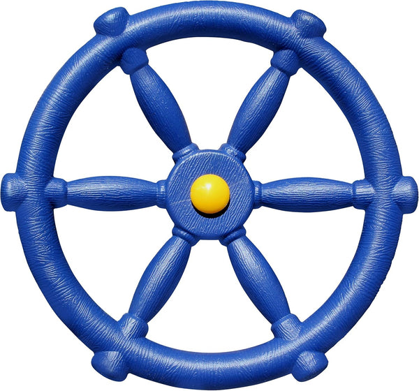 Pirate Ship Wheel for Kids - Toy Steering Wheel for Treehouse, Outdoor Playhouse, Backyard Playset or Swing Set - Playground Accessories & Attachments (Blue)