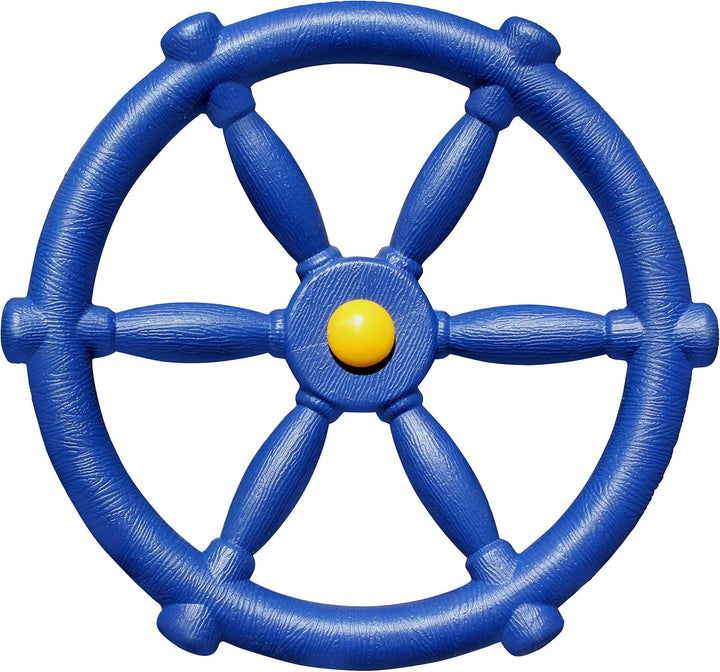 Pirate Ship Wheel for Kids - Toy Steering Wheel for Treehouse, Outdoor Playhouse, Backyard Playset or Swing Set - Playground Accessories & Attachments (Blue)