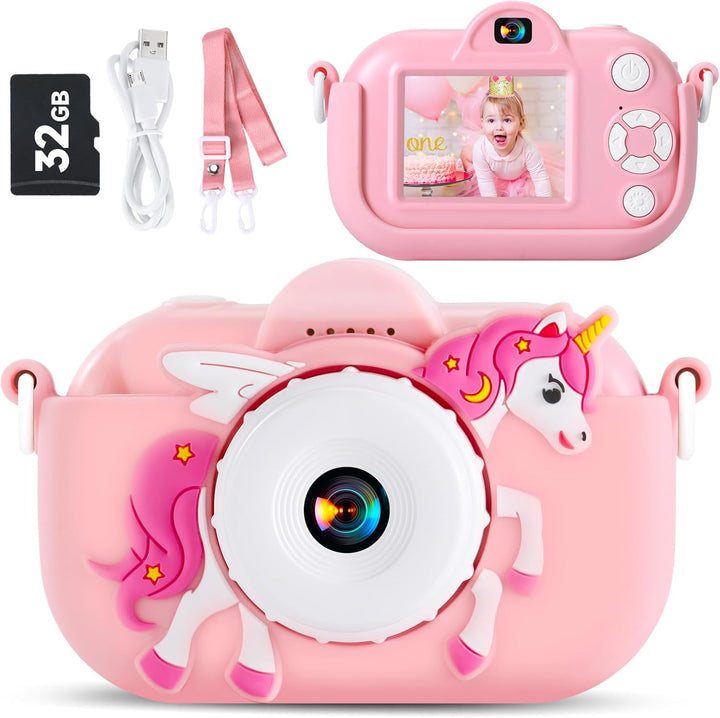 Kids Camera Digital Camera for Age 3-8, 1080P Toddler Camera for Kid with 32GB SD Card, Toddler Girls Toys Age 6-8, Christmas Birthday Gifts for Children