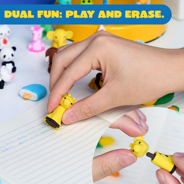 36Pcs Animal Erasers for Kids, Cute Pencils Erasers Bulk, Desk Pets Puzzle for Classroom Rewards Back to School Supplies Party Favors Treasure Box Toys Gifts