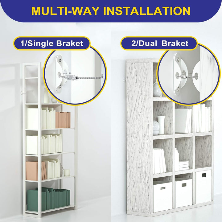 10 Pack Furniture Anchors for Baby Proofing, anti Tip Furniture Wall Anchors, Secure 400 Pounds Cabinet, Bookcase, Dresser to Wall, Earthquake Furniture Straps for Child Safety