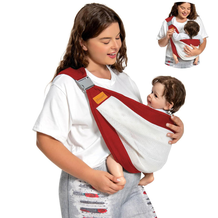 Baby Sling Carrier, Baby Carrier Newborn to Toddler(7-45Lbs), Toddler Carrier with Safety Buckle, One Shoulder Adjustable Shoulder Strap, One Size Fits All, Grey