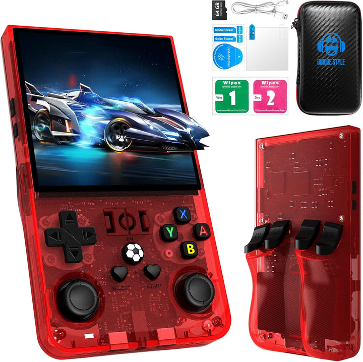 2025 New Upgrade R36MAX Retro Handheld Game Console with 64G Built-In 18000+ Classic Games, Portable Hand Held Open Source Linux System 4.0-In 4K HD IPS Screen Video Player (White 64GB)