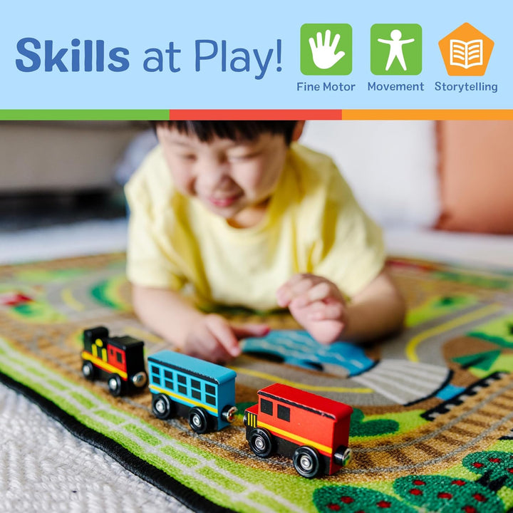 Wooden Magnetic Train Cars - 8 Piece Educational and Skill-Building Wooden Toy for Boys and Girls