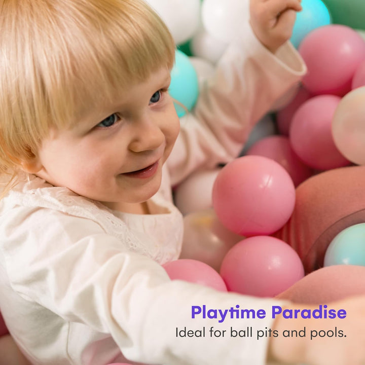Ball Pit Balls for Kids, Plastic Refill Balls, 200 Pack, Phthalate and BPA Free, Includes a Reusable Storage Bag with Zipper, Bright Colors, Gift for Toddlers and Kids