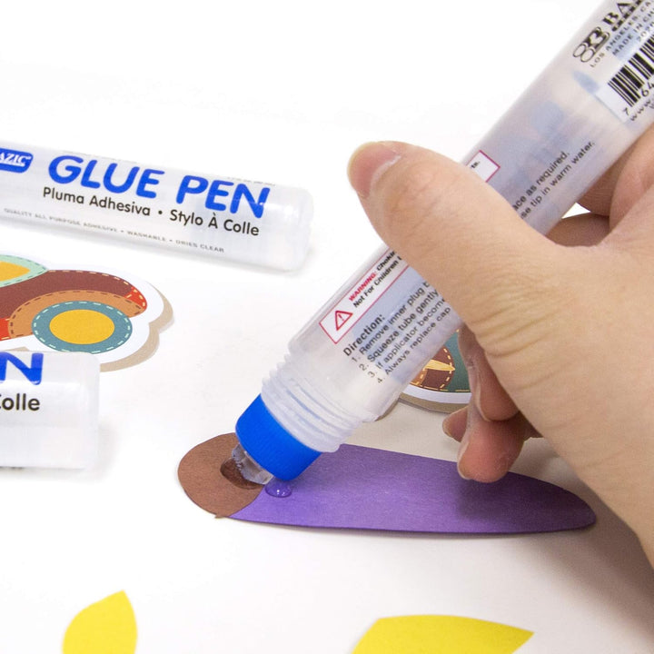 BAZIC White Glue 4Oz., Clear Glue 1.7Oz., Glue Stick 0.7Oz., Washable Liquid Glue Pen, Multi-Purpose, for School Home Office (3/Pack), 1-Pack
