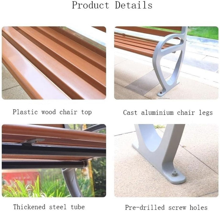 Outdoor Garden Bench Outdoor Benches, Patio Park Benches with Backrests, Cast Aluminium Benches, Leisure Chairs for Porch Garden Poolside Lawn Park Bench(Large)