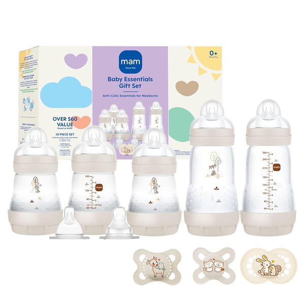 Newborn Essentials Matte Feeding Set with Easy Start Anti-Colic Bottles 5Oz, Self-Sterilizing, 0-3 Months Pacifiers and Skinsoft Silicone Nipples, Baby Gift, 10 Pieces