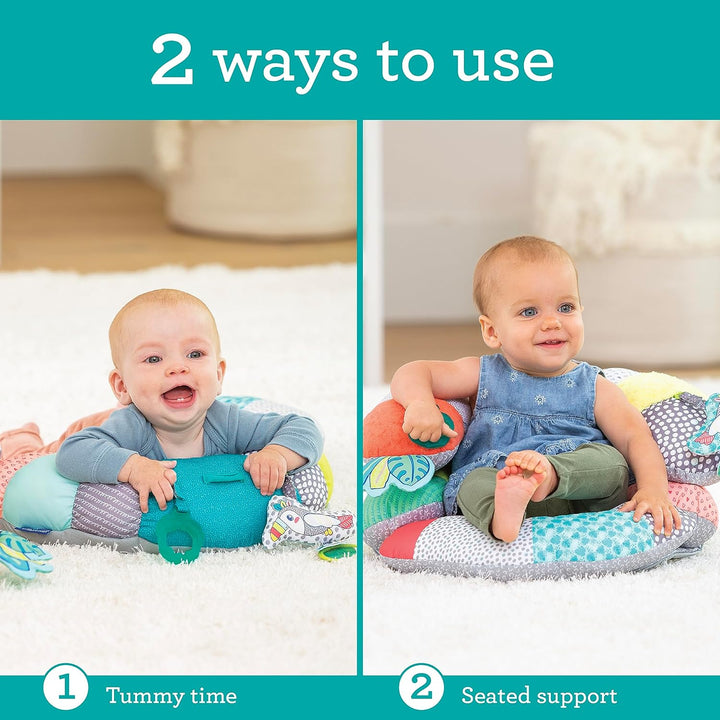 2-In-1 Tummy Time & Seated Support, Baby Floor Seat for Tummy Time & Early Sitting, Soft, Supportive, Engaging Toys, Toucan