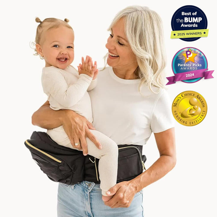 the Original Premium Quality Hip Seat Carrier – Safety-Certified Baby & Toddler Carrier with Secure Safety Buckles, No-Flimsy-Foam Design, Storage Pockets & Nursing Pillow. 0–3 Yrs