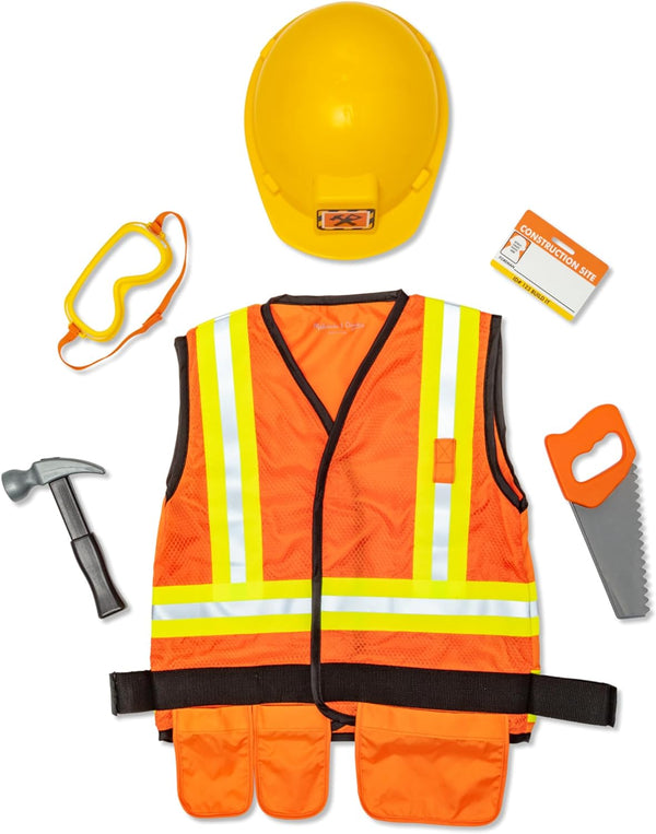 Construction Worker Role Play Costume Dress-Up Set (6 Pcs) Frustration-Free Packaging - Pretend Construction Worker Outfit, Construction Worker Costume Set for Kids, Toddlers Ages 3+
