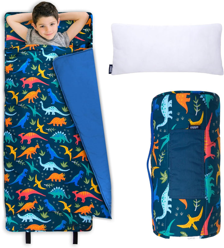Kids Original Nap Mat – Cozy Kids Sleep Mat with Pillow, Ideal for School & Travel - Trains, Planes, and Trucks