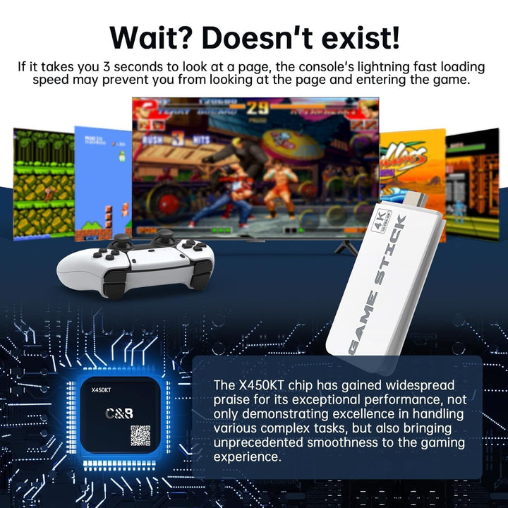 Wireless Retro Game Console, Retro Game Stick with Built-In 23 Emulators, 64GB,20,000+ Games, 4K Hdmi Output, and 2.4Ghz Wireless Controller, Plug and Retro Play Video Games for Tv（White），Two