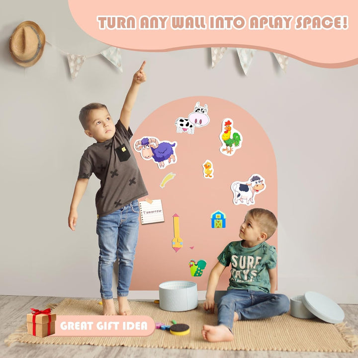 Magnetic Wall Decal Arch, 31" X 39" Magnetic Chalk Board Sticker for Kids, Playroom, Home（Taupe Pink）