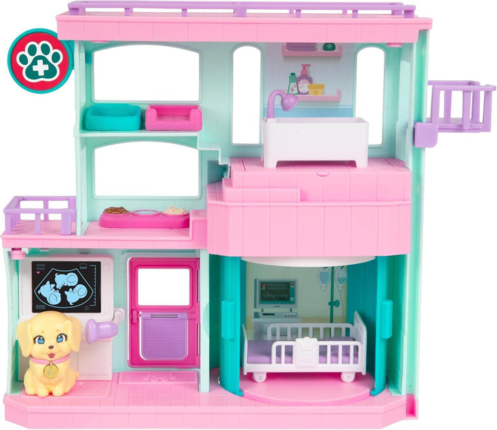 Dog House Playset, Mama Surprise Families Puppy Party Pack, 15 Mini Collectible Puppies, Fold-Out Dog Playset Toy Gift for Kids 5+