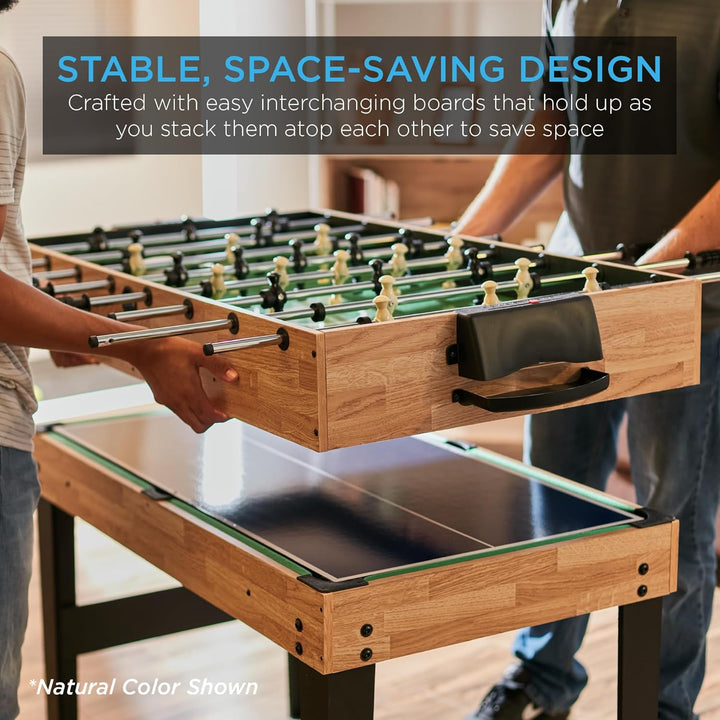 2X4Ft 10-In-1 Combo Game Table Set for Home, Game Room, Friends & Family W/Hockey, Foosball, Pool, Shuffleboard, Ping Pong, Chess, Checkers, Bowling, and Backgammon