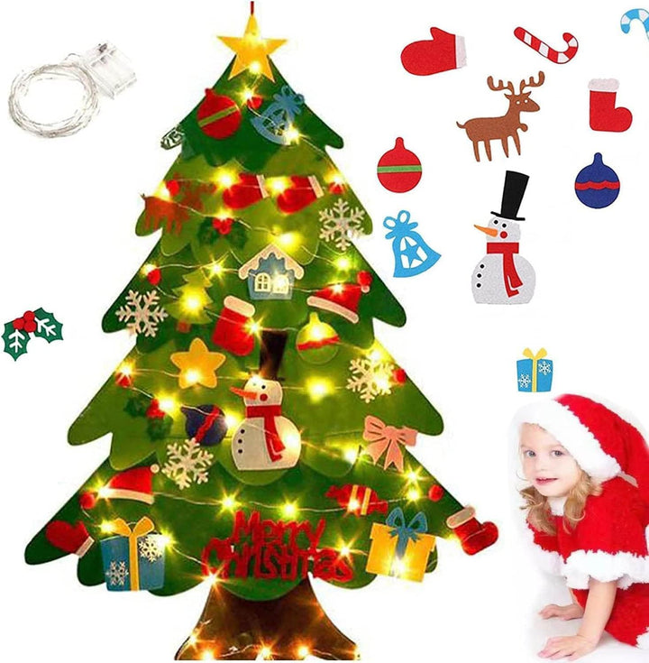 Montessori Felt Christmas Tree for Toddlers, Montessori Christmas Tree, Montessori Christmas Tree Felt with Lights