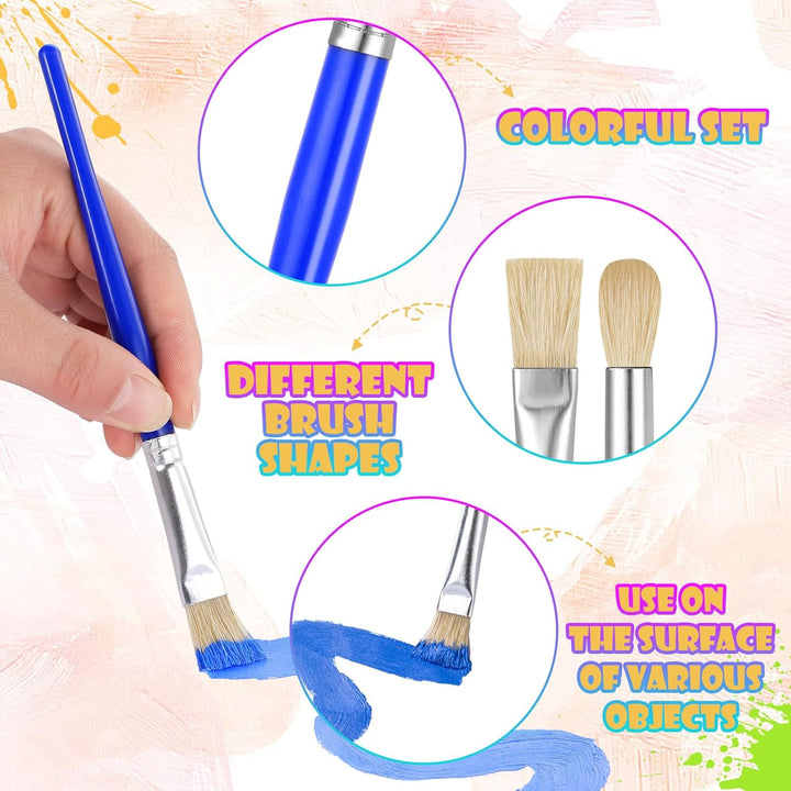 Paintbrushes Kids, 22 Pcs round & Flat Toddler Kids Paint Brushes, Chubby Paint Brushes for Kids Bulk, Preschool Paint Brush for Acrylic Oil Watercolor Washable Paint Kit, Easy Hold & Clean