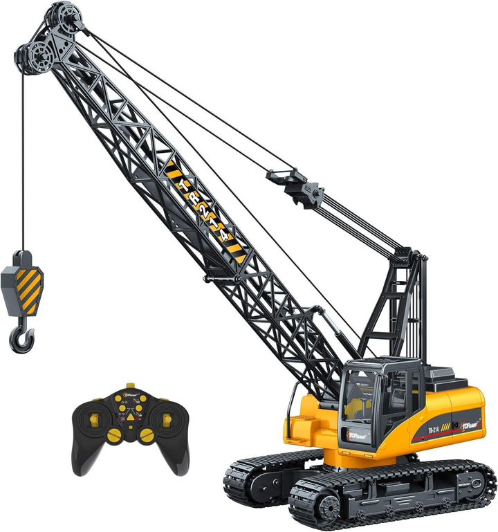 15 Channel Remote Control Crane Toy - Battery Powered 1:14 Scale RC Construction Vehicles with Heavy Metal Hook - Toy Truck for Kids 8-12 - Full Functional RC Crane with 2.4Ghz Remote