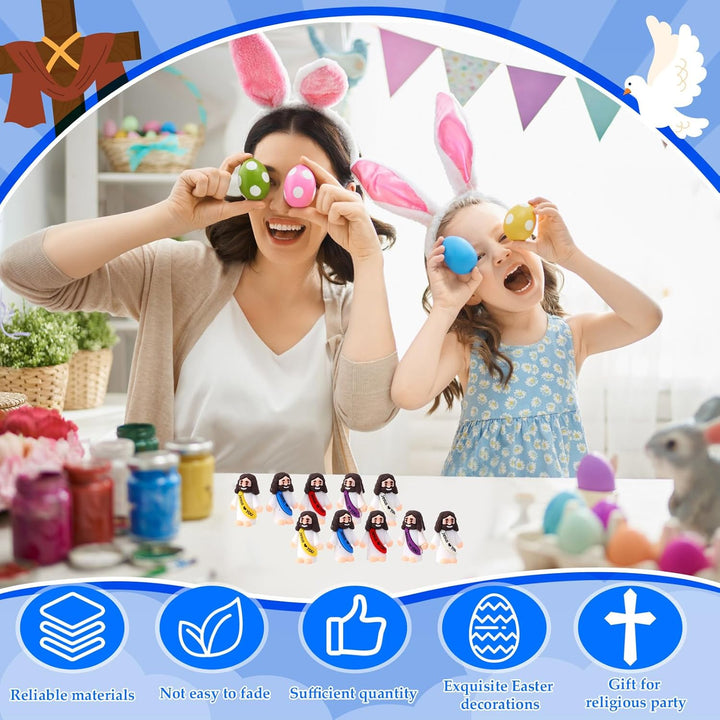 25 Pcs Little Jesus Figures Original Design Jesus Love You Mini Rubber Toys to Hide and Seek Religious Party Favors Sunday School Baptism Gifts(Lively Colors)
