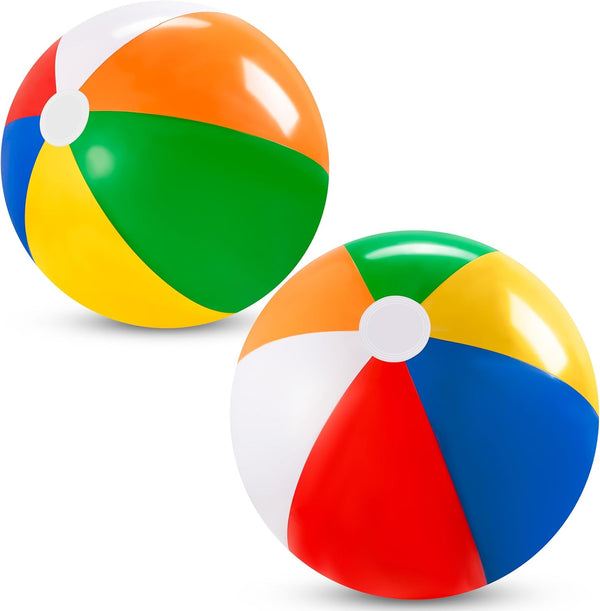 2-Pack 20" Beach Balls - Pool Toys Large Inflatable Beach Ball Swimming Pool Water Games, Classic Rainbow Color Beachball Luau Birthday Decorations Party Supplies Party Favors Gifts