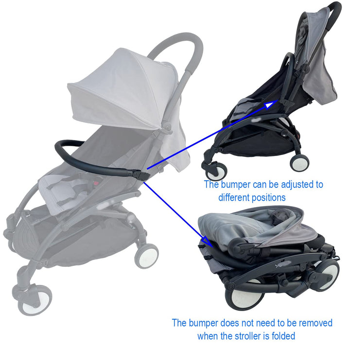 Baby Stroller Accessories Bumper Bar, Armrest, Handle, Crossbar Compatible with Babyzen YOYO 2, YOYO+ and YOYO3, PU Leather Surface